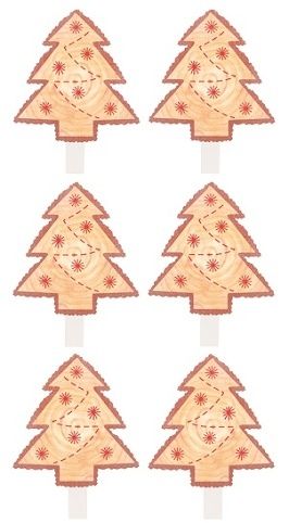 Stromek dřevěný na kolíčku 4,5 cm, 6 ks