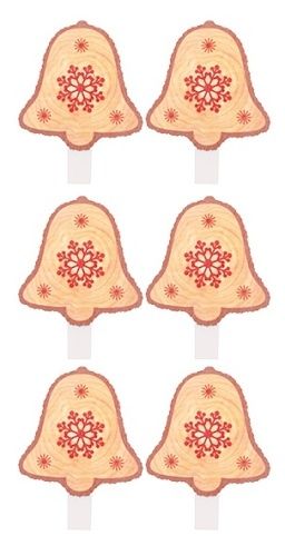 Zvonek dřevěný na kolíčku 4,5 cm, 6 ks