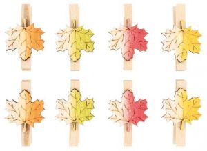 Listy dřevěné na kolíčku 3 cm, 8 ks