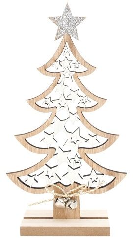 Strom dřevěný s hvězdami 11 x 20 cm