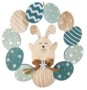Věnec dřevěný z vajíček se zajícem 22 cm