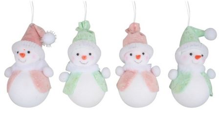 Sněhulák na zavěšení v barevném kabátku 11 cm