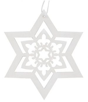 Dřevěná hvězda na zavěšení 10 cm, bílá