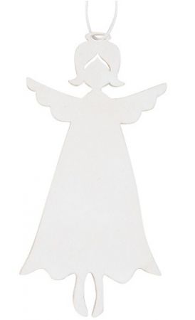 Dřevěný anděl na zavěšení 10 cm, bílý