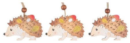 Dřevění ježci na zavěšení 7 cm, 3 ks