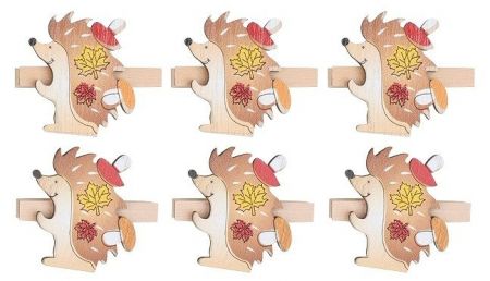 Dřevění ježci na kolíčku 4 cm, 6 ks