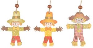 Dřevění strašáci na zavěšení 9 cm, 3 ks