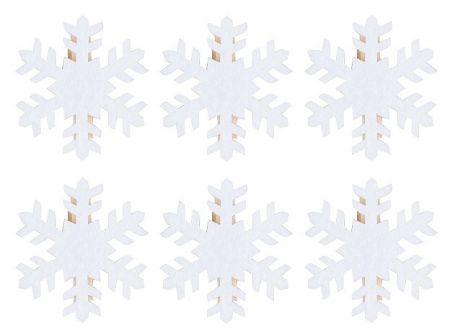 Vločky z filcu na kolíčku 5 cm, 6 ks