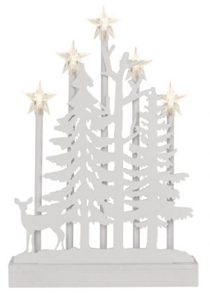 Osvětlení svícen dřevěný 24 x 35,5cm, 5 LED, teplá bílá