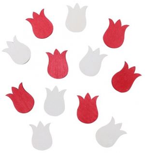 Tulipány dřevěné 4 cm, 12 ks v sáčku