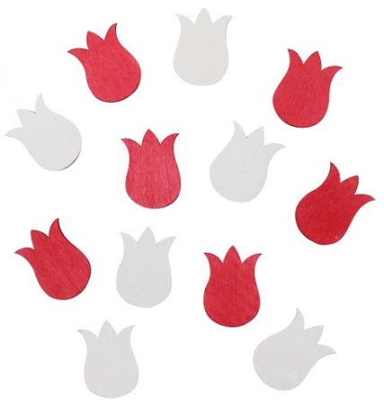 Tulipány dřevěné 4 cm, 12 ks v sáčku