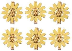 Kytičky dřevěné na kolíčku 6 cm, 6 ks v sáčku