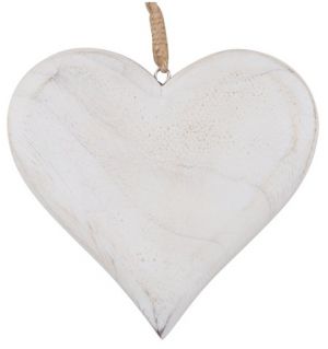 Srdíčko bílé na zavěšení 11 cm