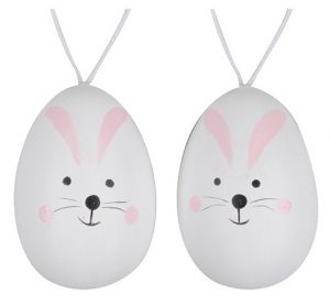 Vajíčko plastové na zavěšení zajíček 8 cm, 2 ks v sáčku