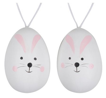Vajíčko plastové na zavěšení zajíček 8 cm, 2 ks v sáčku