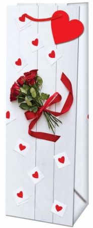 Dárková taška na láhev- 22004 TB Bottle matt o rozměrech 12,6x8,9x36 cm s motivem růží