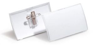 Jmenovka s klipem a zavíracím špendlíkem "Click Fold", 54 x 90 mm - 25 kusů DURABLE 821419
