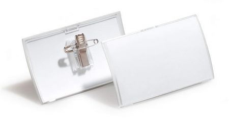 Jmenovka s klipem a zavíracím špendlíkem "Click Fold", 40 x 75 mm - 25 kusů DURABLE 821119