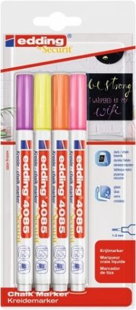 Křídový popisovač EDDING 4085, Neon, sada 4ks