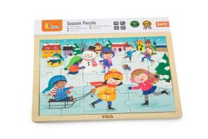 Dřevěné puzzle 24 dílků - zima