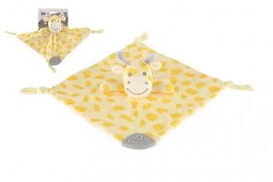 Žirafa usínáček kousátko plyš 25x25cm žlutá na kartě v sáčku 0+