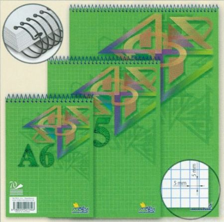 Blok s horní spirálou A4 70 listů čtvereček