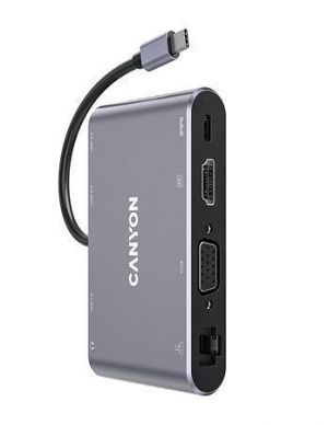 USB-HUB "DS-14", USB-C/USB 3.0/HDMI/VGA/Ethernet/audio, CANYON CNS-TDS14