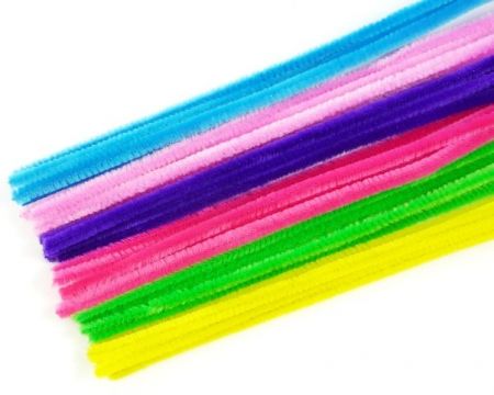 Drát plyšový 30cm bar.neon mix 30ks