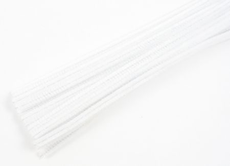 Drát plyšový 30cm bílý 20ks