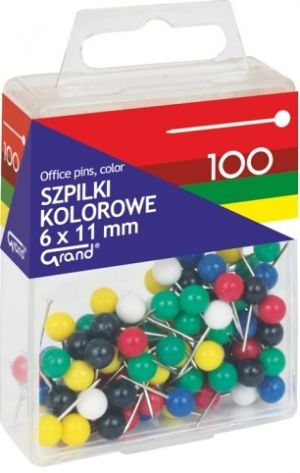 Špendlíky do kork.nást.GRAND 100ks barevné 110-1672