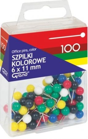 Špendlíky do kork.nást.GRAND 100ks barevné 110-1672