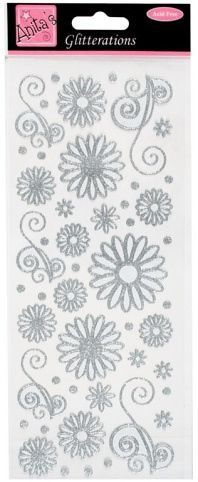DO samolepky ANT 8181021 květy stříbrné glitr