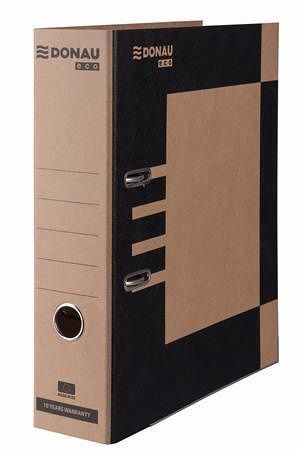 Pákový pořadač "Premium", hnědá-černá, 80 mm, A4, s ochranným spodním kováním, PP, DONAU 3