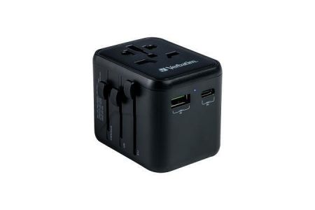 Cestovní adaptér "UTA-02", univerzální, USB-A (QC 3.0) / USB-C (PD20W) 2x USB, VERBATIM 49