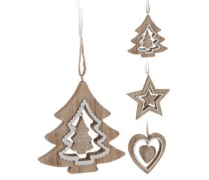 Dekorace vánoční k zavěšení dřevěná - 11cm mix