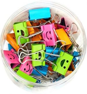 Klip Binder barevný Smile mix 25mm 48ks v dóze 009765
