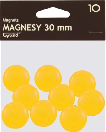 Magnet v plastu kulatý 30mm 10ks žlutý 130-1698