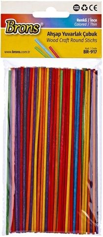 Tyčky dřevo 2x145mm barevné cca 100ks BR-917