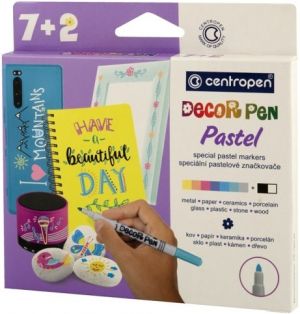 CENTROPEN Značkovače Decorpen 2738 pastel, sada 7+2 ks