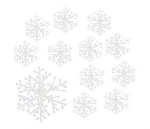 Dekorace vánoční - vločky s glitrem 5,5cm, 12ks