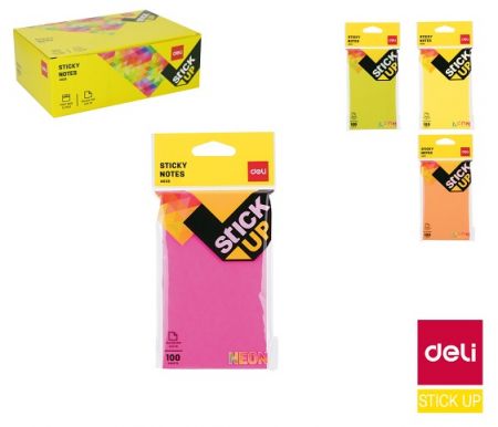 Bloček samolepící 76 x126mm 100 lístků neon mix