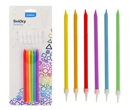 Svíčka 12ks PARTY neon LUMA