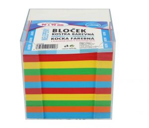 Bloček KOSTKA barevná 90 x 90mm, nelepená + plastová krabička LUMA
