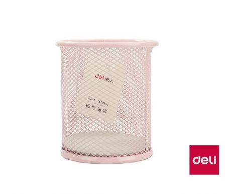 Stojánek drátěný na tužky DELI 9153 růžový pastel