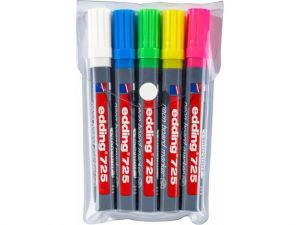 Tabulový popisovač EDDING 725, neonový, sada 5 ks