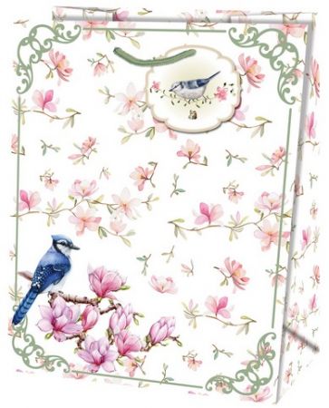 Dárková taška střední o rozměrech 19x10,2x23cm s motivem magnolií