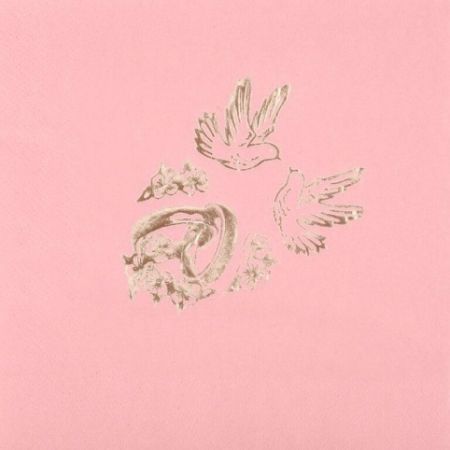 Ubrousky svatební RŮŽOVÉ zlatý potisk 33x33cm