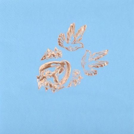 Ubrousky svatební SV.MODRÉ zlatý potisk 33x33cm 