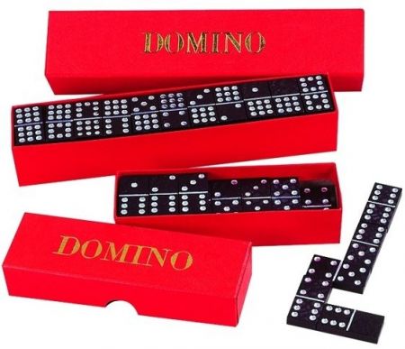 Domino společenská hra dřevo 28ks v krabičce 15,5x3,5x5cm
