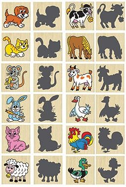 Pexeso zvířátka a jejich stíny dřevo společenská hra 12ks v krabičce 16,5x12,5x1,5cm